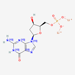 molecular formula C10H12Li2N5O7P B12371300 dilithium;[(2R,3R,5R)-5-(2-(15N)azanyl-6-oxo-1H-purin-9-yl)-3-hydroxyoxolan-2-yl]methyl phosphate 