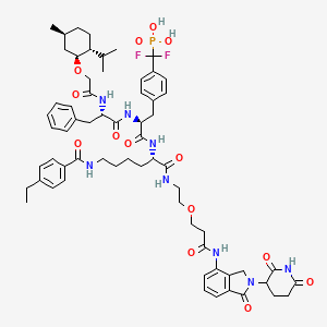 [[4-[(2S)-3-[[(2S)-1-[2-[3-[[2-(2,6-dioxopiperidin-3-yl)-1-oxo-3H-isoindol-4-yl]amino]-3-oxopropoxy]ethylamino]-6-[(4-ethylbenzoyl)amino]-1-oxohexan-2-yl]amino]-2-[[(2S)-2-[[2-[(1S,2R,5S)-5-methyl-2-propan-2-ylcyclohexyl]oxyacetyl]amino]-3-phenylpropanoyl]amino]-3-oxopropyl]phenyl]-difluoromethyl]phosphonic acid