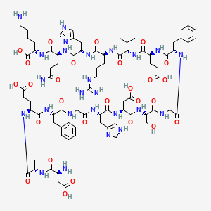 (2S)-6-amino-2-[[(2S)-5-amino-2-[[(2S)-2-[[(2S)-2-[[(2S)-2-[[(2S)-2-[[(2S)-2-[[2-[[(2S)-2-[[(2S)-2-[[(2S)-2-[[2-[[(2S)-2-[[(2S)-2-[[(2S)-2-[[(2S)-2-amino-3-carboxypropanoyl]amino]propanoyl]amino]-4-carboxybutanoyl]amino]-3-phenylpropanoyl]amino]acetyl]amino]-3-(1H-imidazol-4-yl)propanoyl]amino]-3-carboxypropanoyl]amino]-3-hydroxypropanoyl]amino]acetyl]amino]-3-phenylpropanoyl]amino]-4-carboxybutanoyl]amino]-3-methylbutanoyl]amino]-5-carbamimidamidopentanoyl]amino]-3-(1H-imidazol-4-yl)propanoyl]amino]-5-oxopentanoyl]amino]hexanoic acid