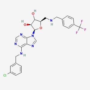 molecular formula C25H24ClF3N6O3 B12371475 (2R,3S,5R)-2-[6-[(3-chlorophenyl)methylamino]purin-9-yl]-5-[[[4-(trifluoromethyl)phenyl]methylamino]methyl]oxolane-3,4-diol 