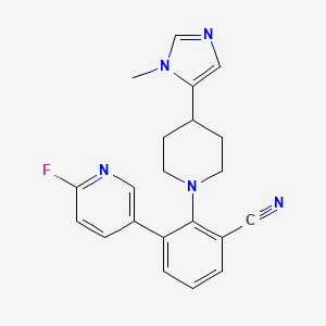 molecular formula C21H20FN5 B12371517 3-(6-Fluoropyridin-3-yl)-2-[4-(3-methylimidazol-4-yl)piperidin-1-yl]benzonitrile 