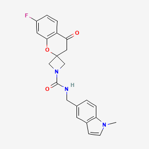 molecular formula C22H20FN3O3 B12371563 7-fluoro-N-[(1-methylindol-5-yl)methyl]-4-oxospiro[3H-chromene-2,3'-azetidine]-1'-carboxamide 