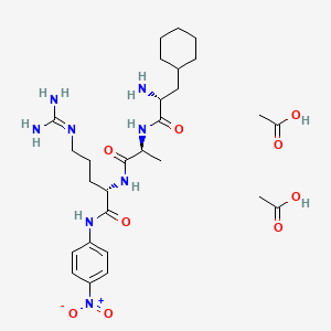 molecular formula C28H46N8O9 B12371579 H-D-CHA-Ala-Arg-pNA (diacetate) 