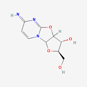 molecular formula C9H11N3O4 B1237163 (2R,3R,3aS)-2-(hydroxymethyl)-6-imino-2,3,3a,9a-tetrahydrofuro[1,2]oxazolo[3,4-a]pyrimidin-3-ol 