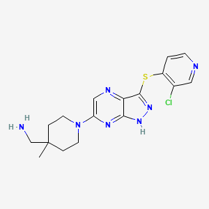 [1-[3-(3-chloropyridin-4-yl)sulfanyl-1H-pyrazolo[3,4-b]pyrazin-6-yl]-4-methylpiperidin-4-yl]methanamine