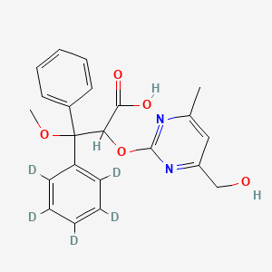 molecular formula C22H22N2O5 B12371729 2-[4-(Hydroxymethyl)-6-methylpyrimidin-2-yl]oxy-3-methoxy-3-(2,3,4,5,6-pentadeuteriophenyl)-3-phenylpropanoic acid 