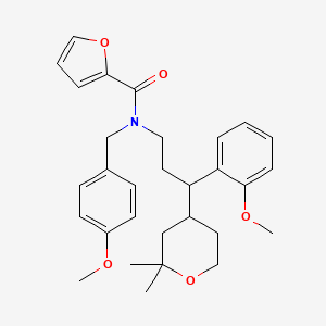 N-[3-(2,2-dimethyloxan-4-yl)-3-(2-methoxyphenyl)propyl]-N-[(4-methoxyphenyl)methyl]furan-2-carboxamide