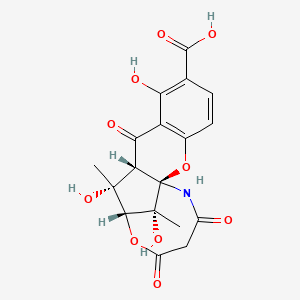 molecular formula C18H17NO10 B12371776 (1R,10S,11R,12R,18R)-7,11,18-trihydroxy-11,18-dimethyl-9,14,16-trioxo-2,13-dioxa-17-azatetracyclo[10.5.1.01,10.03,8]octadeca-3(8),4,6-triene-6-carboxylic acid 