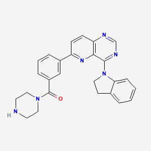 molecular formula C26H24N6O B12371793 [3-[4-(2,3-Dihydroindol-1-yl)pyrido[3,2-d]pyrimidin-6-yl]phenyl]-piperazin-1-ylmethanone 