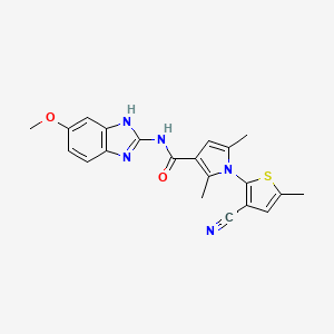 molecular formula C21H19N5O2S B12371872 1-(3-cyano-5-methylthiophen-2-yl)-N-(6-methoxy-1H-benzimidazol-2-yl)-2,5-dimethylpyrrole-3-carboxamide 