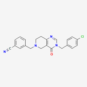 molecular formula C22H19ClN4O B12371983 3-({3-[(4-chlorophenyl)methyl]-4-oxo-3,5,7,8-tetrahydropyrido[4,3-d]pyrimidin-6(4H)-yl}methyl)benzonitrile 