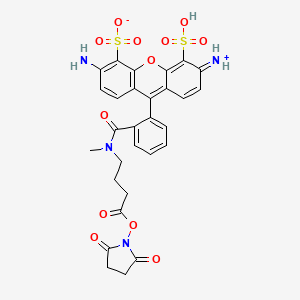 molecular formula C29H26N4O12S2 B12371995 3-amino-6-azaniumylidene-9-[2-[[4-(2,5-dioxopyrrolidin-1-yl)oxy-4-oxobutyl]-methylcarbamoyl]phenyl]-5-sulfoxanthene-4-sulfonate 