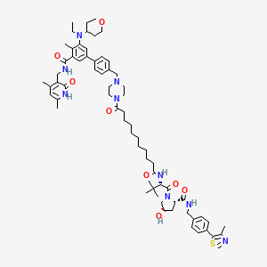 molecular formula C67H91N9O8S B12372003 (2S,4R)-1-[(2S)-2-[[11-[4-[[4-[3-[(4,6-dimethyl-2-oxo-1H-pyridin-3-yl)methylcarbamoyl]-5-[ethyl(oxan-4-yl)amino]-4-methylphenyl]phenyl]methyl]piperazin-1-yl]-11-oxoundecanoyl]amino]-3,3-dimethylbutanoyl]-4-hydroxy-N-[[4-(4-methyl-1,3-thiazol-5-yl)phenyl]methyl]pyrrolidine-2-carboxamide 