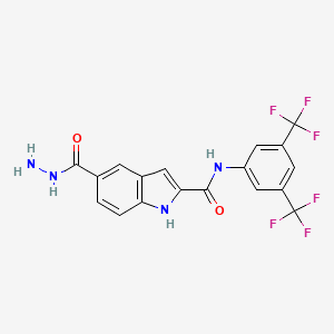 N-[3,5-bis(trifluoromethyl)phenyl]-5-(hydrazinecarbonyl)-1H-indole-2-carboxamide