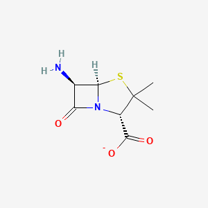 molecular formula C8H11N2O3S- B1237212 (2S,5R,6R)-6-amino-3,3-dimethyl-7-oxo-4-thia-1-azabicyclo[3.2.0]heptane-2-carboxylate 