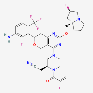 2-[(2S)-4-[7-[3-amino-2-fluoro-5-methyl-6-(trifluoromethyl)phenyl]-2-[[(2R,8S)-2-fluoro-1,2,3,5,6,7-hexahydropyrrolizin-8-yl]methoxy]-7,8-dihydro-5H-pyrano[4,3-d]pyrimidin-4-yl]-1-(2-fluoroprop-2-enoyl)piperazin-2-yl]acetonitrile