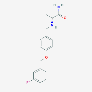 molecular formula C17H19FN2O2 B1237214 (2R)-2-[[4-[(3-fluorophenyl)methoxy]phenyl]methylamino]propanamide 