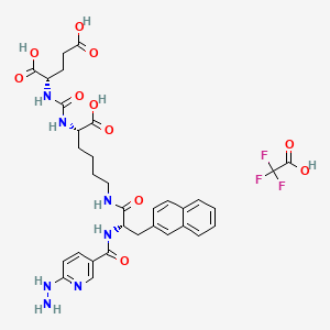 (2S)-2-[[(1S)-1-carboxy-5-[[(2S)-2-[(6-hydrazinylpyridine-3-carbonyl)amino]-3-naphthalen-2-ylpropanoyl]amino]pentyl]carbamoylamino]pentanedioic acid;2,2,2-trifluoroacetic acid