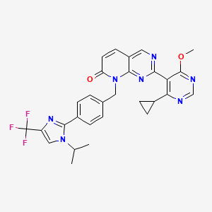 molecular formula C29H26F3N7O2 B12372168 2-(4-Cyclopropyl-6-methoxypyrimidin-5-yl)-8-[[4-[1-propan-2-yl-4-(trifluoromethyl)imidazol-2-yl]phenyl]methyl]pyrido[2,3-d]pyrimidin-7-one 