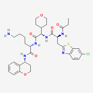 molecular formula C35H45ClN6O6S B12372276 (2S)-6-amino-2-[[(2S)-2-[[(2S)-3-(6-chloro-1,3-benzothiazol-2-yl)-2-(propanoylamino)propanoyl]amino]-2-(oxan-4-yl)acetyl]amino]-N-[(4R)-3,4-dihydro-2H-chromen-4-yl]hexanamide 