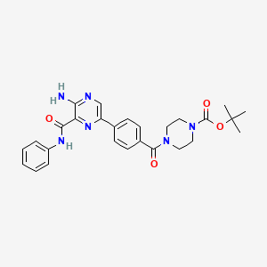 molecular formula C27H30N6O4 B12372305 Tert-butyl 4-[4-[5-amino-6-(phenylcarbamoyl)pyrazin-2-yl]benzoyl]piperazine-1-carboxylate 