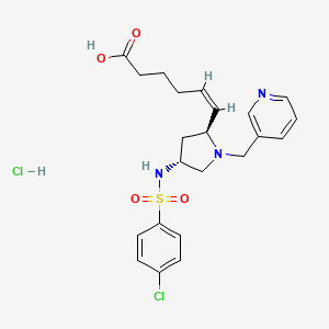 molecular formula C22H27Cl2N3O4S B1237237 (2S,4R)-2-[(Z)-5-carboxy-1-pentenyl]-4-(4-chlorophenylsulfonylamino)-1-(3-pyridylmethyl)pyrrolidine hydrochloride CAS No. 130047-30-2