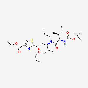 molecular formula C29H51N3O6S B12372374 ethyl 2-[(1R,3R)-4-methyl-3-[[(2R,3S)-3-methyl-2-[(2-methylpropan-2-yl)oxycarbonylamino]pentanoyl]-propylamino]-1-propoxypentyl]-1,3-thiazole-4-carboxylate 