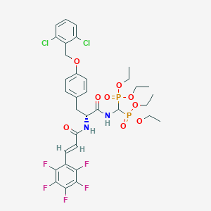 molecular formula C34H37Cl2F5N2O9P2 B12372378 (2R)-N-[bis(diethoxyphosphoryl)methyl]-3-[4-[(2,6-dichlorophenyl)methoxy]phenyl]-2-[[(E)-3-(2,3,4,5,6-pentafluorophenyl)prop-2-enoyl]amino]propanamide 