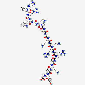 molecular formula C111H175N35O21 B12372446 (2S)-1-[(2S)-2-[[(2S)-2-[[(2S)-6-amino-2-[[(2S)-2-[[(2S)-1-[(2S)-2-[[(2S)-2-[[(2S)-6-amino-2-[[(2S)-6-amino-2-[[2-[[(2S)-2-[[(2S)-1-[(2S)-6-amino-2-[[2-[[(2S)-2-[[(2S)-2-[[(2S)-2-[[(2S)-2-amino-3-(1H-imidazol-4-yl)propanoyl]amino]-3-phenylpropanoyl]amino]-5-carbamimidamidopentanoyl]amino]-3-(1H-indol-3-yl)propanoyl]amino]acetyl]amino]hexanoyl]pyrrolidine-2-carbonyl]amino]-3-methylbutanoyl]amino]acetyl]amino]hexanoyl]amino]hexanoyl]amino]-5-carbamimidamidopentanoyl]amino]-5-carbamimidamidopentanoyl]pyrrolidine-2-carbonyl]amino]-3-methylbutanoyl]amino]hexanoyl]amino]-3-methylbutanoyl]amino]-3-(4-hydroxyphenyl)propanoyl]pyrrolidine-2-carboxylic acid 