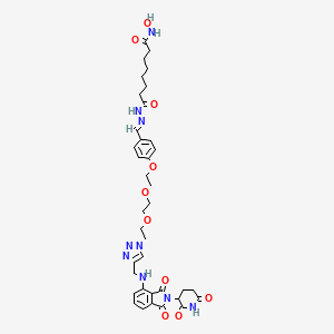 N-[(E)-[4-[2-[2-[2-[4-[[[2-(2,6-dioxopiperidin-3-yl)-1,3-dioxoisoindol-4-yl]amino]methyl]triazol-1-yl]ethoxy]ethoxy]ethoxy]phenyl]methylideneamino]-N'-hydroxyoctanediamide