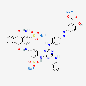 molecular formula C42H27N10Na3O11S2 B12372537 Trisodium;5-[[4-[[4-[4-[(4-amino-9,10-dioxo-3-sulfonatoanthracen-1-yl)amino]-2-sulfonatoanilino]-6-anilino-1,3,5-triazin-2-yl]amino]phenyl]diazenyl]-2-hydroxybenzoate 