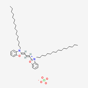 molecular formula C49H77ClN2O6 B12372544 (2Z)-3-hexadecyl-2-[(E)-3-(3-hexadecyl-1,3-benzoxazol-3-ium-2-yl)prop-2-enylidene]-1,3-benzoxazole;perchlorate 