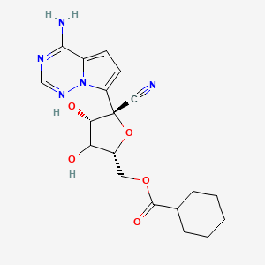 molecular formula C19H23N5O5 B12372595 [(2R,4S,5R)-5-(4-aminopyrrolo[2,1-f][1,2,4]triazin-7-yl)-5-cyano-3,4-dihydroxyoxolan-2-yl]methyl cyclohexanecarboxylate 