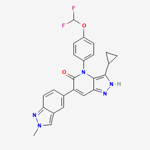 molecular formula C24H19F2N5O2 B12372632 4-[4-[bis(fluoranyl)methoxy]phenyl]-3-cyclopropyl-6-(2-methylindazol-5-yl)-2~{H}-pyrazolo[4,3-b]pyridin-5-one 