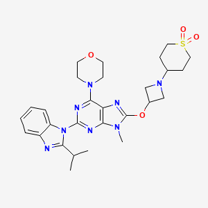 4-[3-[9-Methyl-6-morpholin-4-yl-2-(2-propan-2-ylbenzimidazol-1-yl)purin-8-yl]oxyazetidin-1-yl]thiane 1,1-dioxide