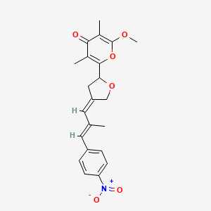 molecular formula C22H23NO6 B1237265 2-methoxy-3,5-dimethyl-6-[(4Z)-4-[(E)-2-methyl-3-(4-nitrophenyl)prop-2-enylidene]oxolan-2-yl]pyran-4-one 