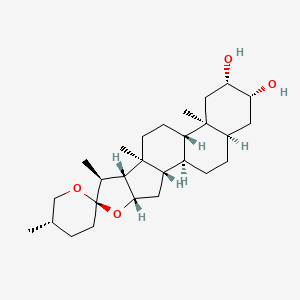 molecular formula C27H44O4 B12372682 (1R,2S,4S,5'S,6R,7S,8R,9S,12S,13S,15S,16R,18R)-5',7,9,13-tetramethylspiro[5-oxapentacyclo[10.8.0.02,9.04,8.013,18]icosane-6,2'-oxane]-15,16-diol 