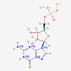 molecular formula C10H12Li2N5O8P B12372693 dilithium;[dideuterio-[(2R,3S,5R)-2,3,4,5-tetradeuterio-3,4-dideuteriooxy-5-[1,8-dideuterio-2-(dideuterio(15N)amino)-6-oxopurin-9-yl]oxolan-2-yl]methyl] phosphate 