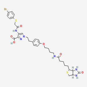 1-[2-[4-[4-[5-[(3aS,6aR)-2-oxo-1,3,3a,4,6,6a-hexahydrothieno[3,4-d]imidazol-4-yl]pentanoylamino]butoxy]phenyl]ethyl]-4-[[2-(4-bromophenyl)sulfanylacetyl]amino]pyrazole-3-carboxylic acid