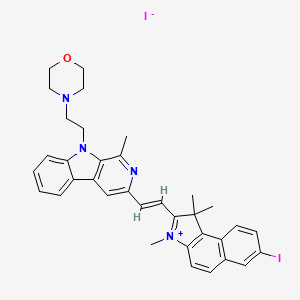 4-[2-[3-[(E)-2-(7-iodo-1,1,3-trimethylbenzo[e]indol-3-ium-2-yl)ethenyl]-1-methylpyrido[3,4-b]indol-9-yl]ethyl]morpholine;iodide