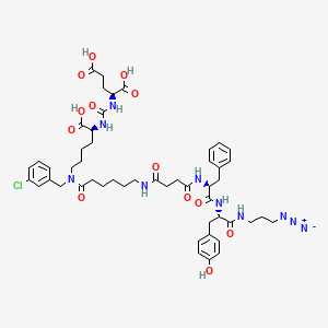 molecular formula C50H65ClN10O13 B12372878 (2S)-2-[[(1S)-5-[6-[[4-[[(2S)-1-[[(2S)-1-(3-azidopropylamino)-3-(4-hydroxyphenyl)-1-oxopropan-2-yl]amino]-1-oxo-3-phenylpropan-2-yl]amino]-4-oxobutanoyl]amino]hexanoyl-[(3-chlorophenyl)methyl]amino]-1-carboxypentyl]carbamoylamino]pentanedioic acid 