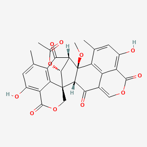 molecular formula C29H22O11 B12372925 [(1R,2R,13S,14S,24R)-9,19-dihydroxy-13-methoxy-11,17-dimethyl-3,7,15,21-tetraoxo-6,22-dioxaheptacyclo[12.9.1.11,16.14,8.02,13.012,26.020,25]hexacosa-4,8,10,12(26),16(25),17,19-heptaen-24-yl] acetate 