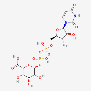 molecular formula C15H22N2O18P2 B12372960 (3S,4R,6R)-6-[[[(2R,4S,5R)-5-(2,4-dioxopyrimidin-1-yl)-3,4-dihydroxyoxolan-2-yl]methoxy-hydroxyphosphoryl]oxy-hydroxyphosphoryl]oxy-3,4,5-trihydroxyoxane-2-carboxylic acid 