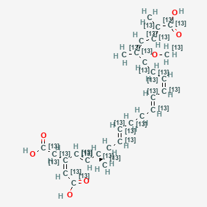 molecular formula C28H38O7 B12372962 (2E,4Z,6R,8Z,10E,14E,17S,18E,20Z)-20-(hydroxycarbonyl(113C)methyl)-6-(113C)methoxy-2,5,17-tri((113C)methyl)(1,2,3,4,5,6,7,8,9,10,11,12,13,14,15,16,17,18,19,20,21,22-13C22)docosa-2,4,8,10,14,18,20-heptaenedioic acid 