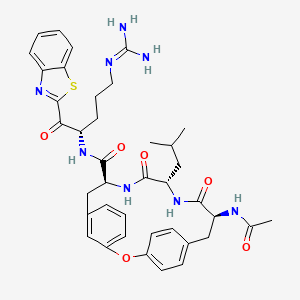 (9S,12S,15S)-15-acetamido-N-[(2S)-1-(1,3-benzothiazol-2-yl)-5-(diaminomethylideneamino)-1-oxopentan-2-yl]-12-(2-methylpropyl)-11,14-dioxo-2-oxa-10,13-diazatricyclo[15.2.2.13,7]docosa-1(19),3,5,7(22),17,20-hexaene-9-carboxamide