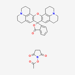 molecular formula C38H37N3O7 B12372976 (2,5-Dioxopyrrolidin-1-yl) acetate;spiro[2-benzofuran-3,16'-3-oxa-9,23-diazaheptacyclo[17.7.1.15,9.02,17.04,15.023,27.013,28]octacosa-1(27),2(17),4(15),5(28),13,18-hexaene]-1-one 