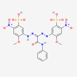 molecular formula C22H19N7O13S2 B1237306 1,5-Bis(2-methoxy-4-nitro-5-sulfophenyl)-3-((phenylamino)carbonyl)formazan CAS No. 70709-62-5
