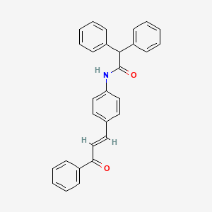 molecular formula C29H23NO2 B1237311 N-{4-[(1E)-3-oxo-3-phenylprop-1-en-1-yl]phenyl}-2,2-diphenylacetamide 