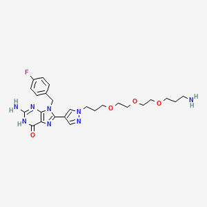 2-amino-8-[1-[3-[2-[2-(3-aminopropoxy)ethoxy]ethoxy]propyl]pyrazol-4-yl]-9-[(4-fluorophenyl)methyl]-1H-purin-6-one