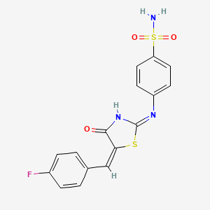 molecular formula C16H12FN3O3S2 B12373246 4-[[(5E)-5-[(4-fluorophenyl)methylidene]-4-oxo-1,3-thiazolidin-2-ylidene]amino]benzenesulfonamide 